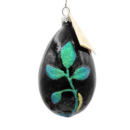 Patricia Breen Chrysalis Egg Black Floral Easter Holiday Tree Ornament Limited