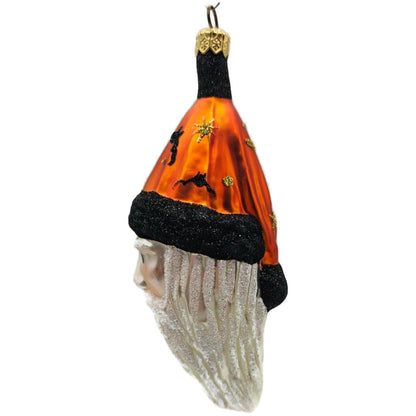 Patricia Breen Faux Fur Santa Head Moons Orange Stars Halloween Ornament 9610