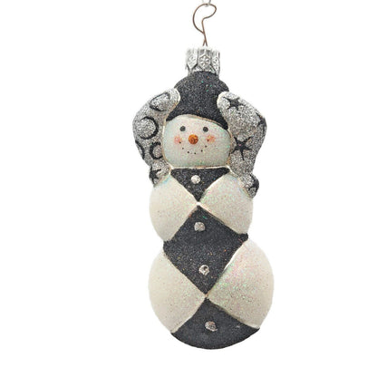 Patricia Breen Harlequin Snowman Black Silver Moons Christmas Tree Ornament