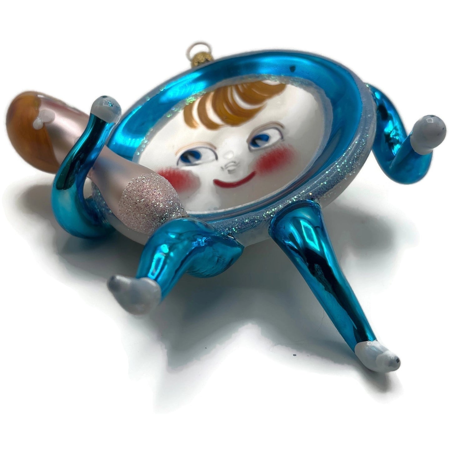 Christopher Radko On The Run Blue Spoon Dish Christmas Ornament Singed 94-247-0