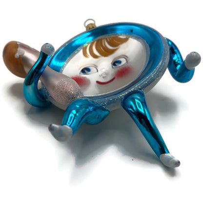 Christopher Radko On The Run Blue Spoon Dish Christmas Ornament Singed 94-247-0
