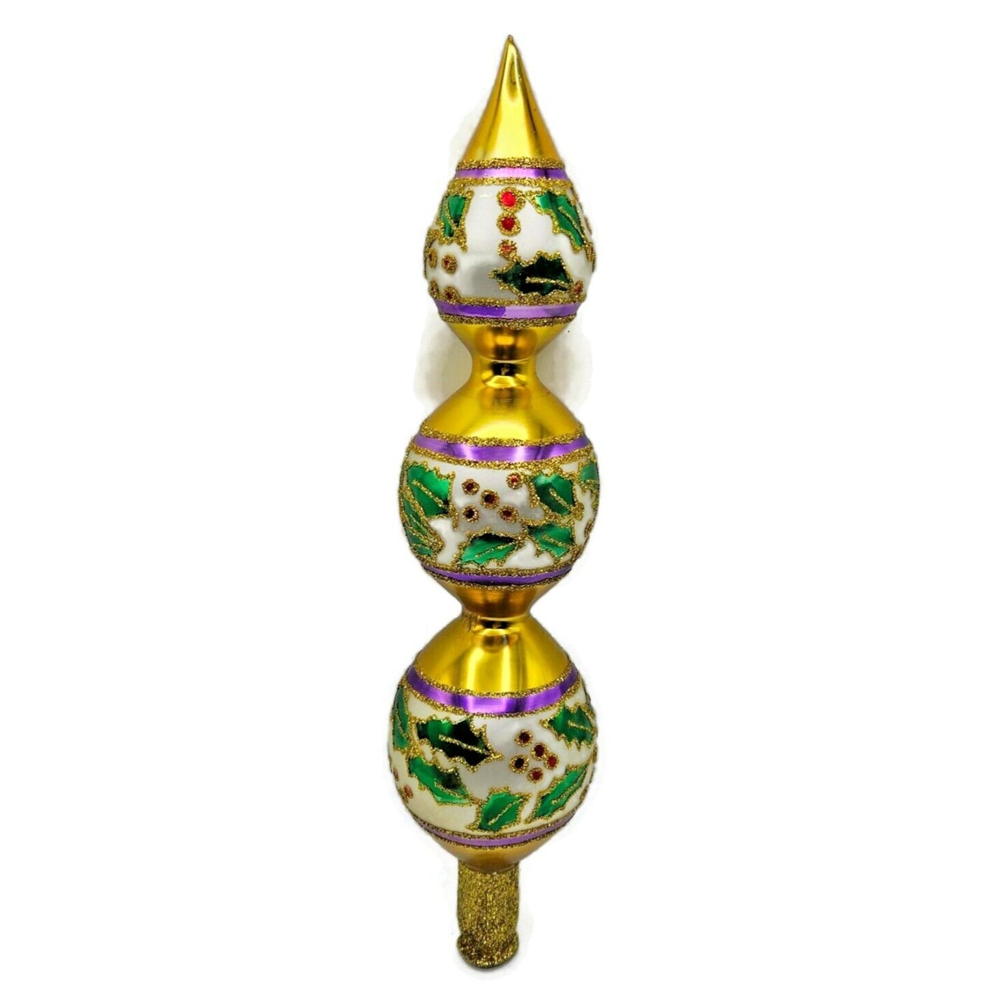 Christopher Radko Holly Ribbons Finial Christmas Holiday Tree Topper 91-153-2