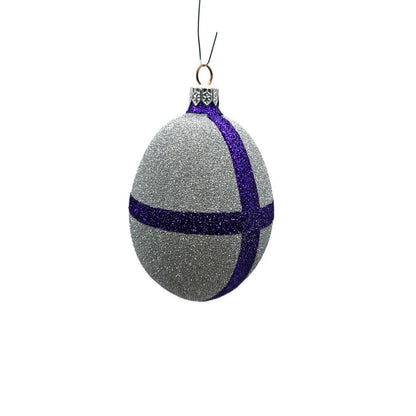 Patricia Breen Eggs Set of 3 Purple Blue Silver Easter Christmas Tree Ornament