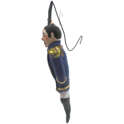 Gladys Boalt Circus Lion Tamer Whip Blue Fabric Christmas Tree Ornament Signed