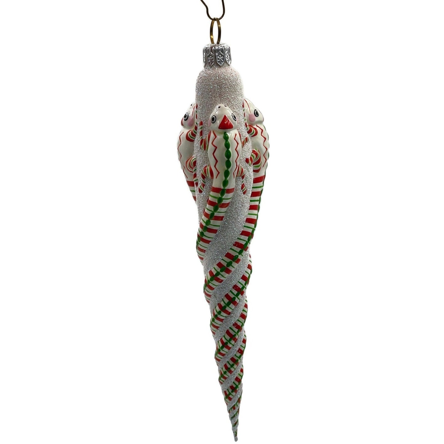 Patricia Breen Ornament Chameleon Icicle Red White Green Stripes Christmas Tree