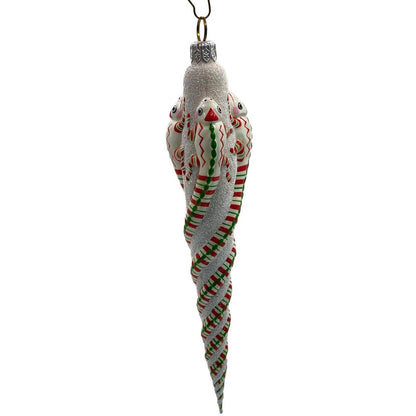 Patricia Breen Ornament Chameleon Icicle Red White Green Stripes Christmas Tree