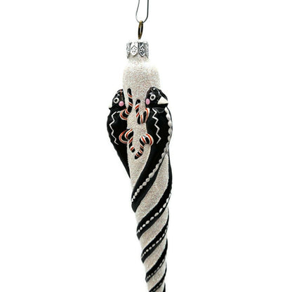 Patricia Breen Chameleon Icicle Black Blown Glass Christmas Holiday Ornament