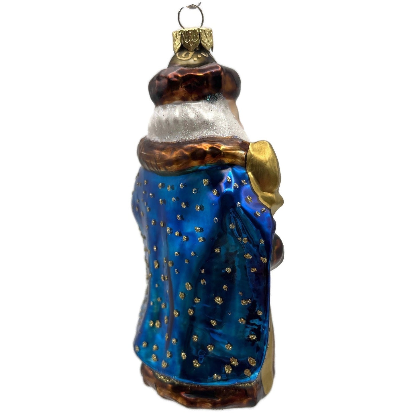 Santa Claus with Staff Blue Robe Gold Stars Christmas Tree Ornament