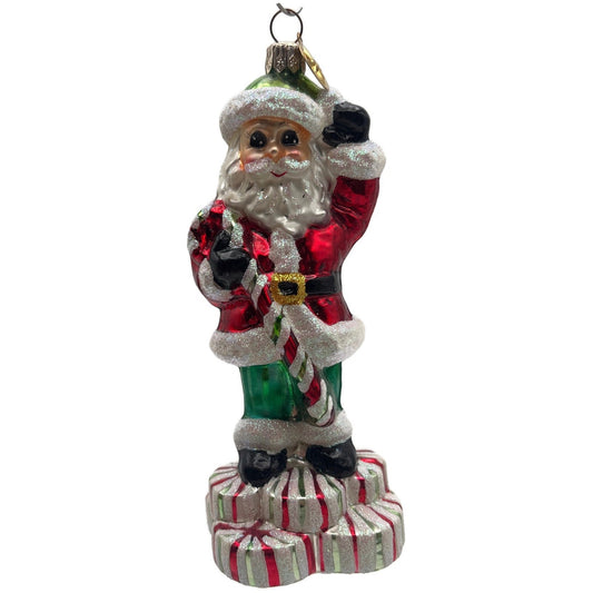 Christopher Radko Christmas Joy Santa Candy Cane Peppermint Ornament 00-076-0