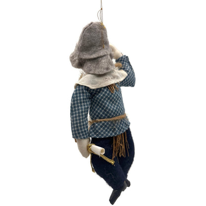 Gladys Boalt Scarecrow Wizard Of Oz Blue Fabric Christmas Tree Ornament Signed