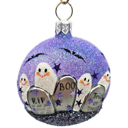 Patricia Breen Mount Auburn Medallion Graveyard Ghost Purple Halloween Ornament