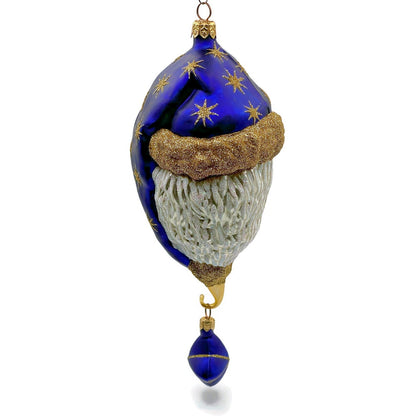Patricia Breen Goodnight Santa Head Purple Gold Stars Christmas Tree Ornament