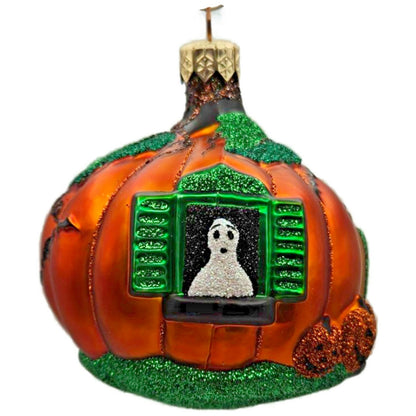 Patricia Breen Pumpkin Cottage Orange Bats Matte Halloween Ornament Signed