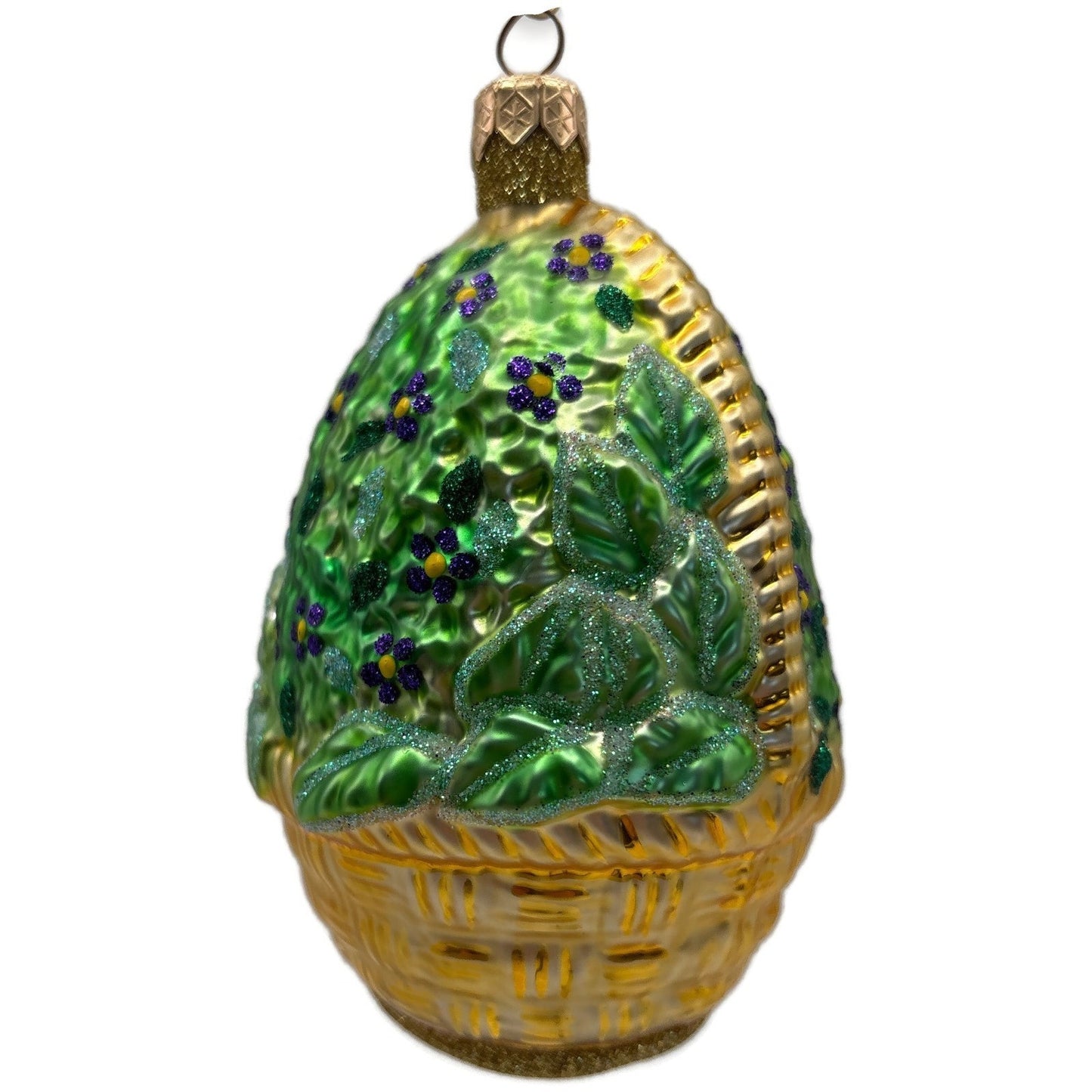 Patricia Breen Forget-Me-Not Santa Pearl Floral Basket Christmas Ornament