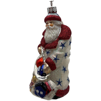 Patricia Breen Presents Pearl With Stars Patriotic Santa Christmas Tree Ornament