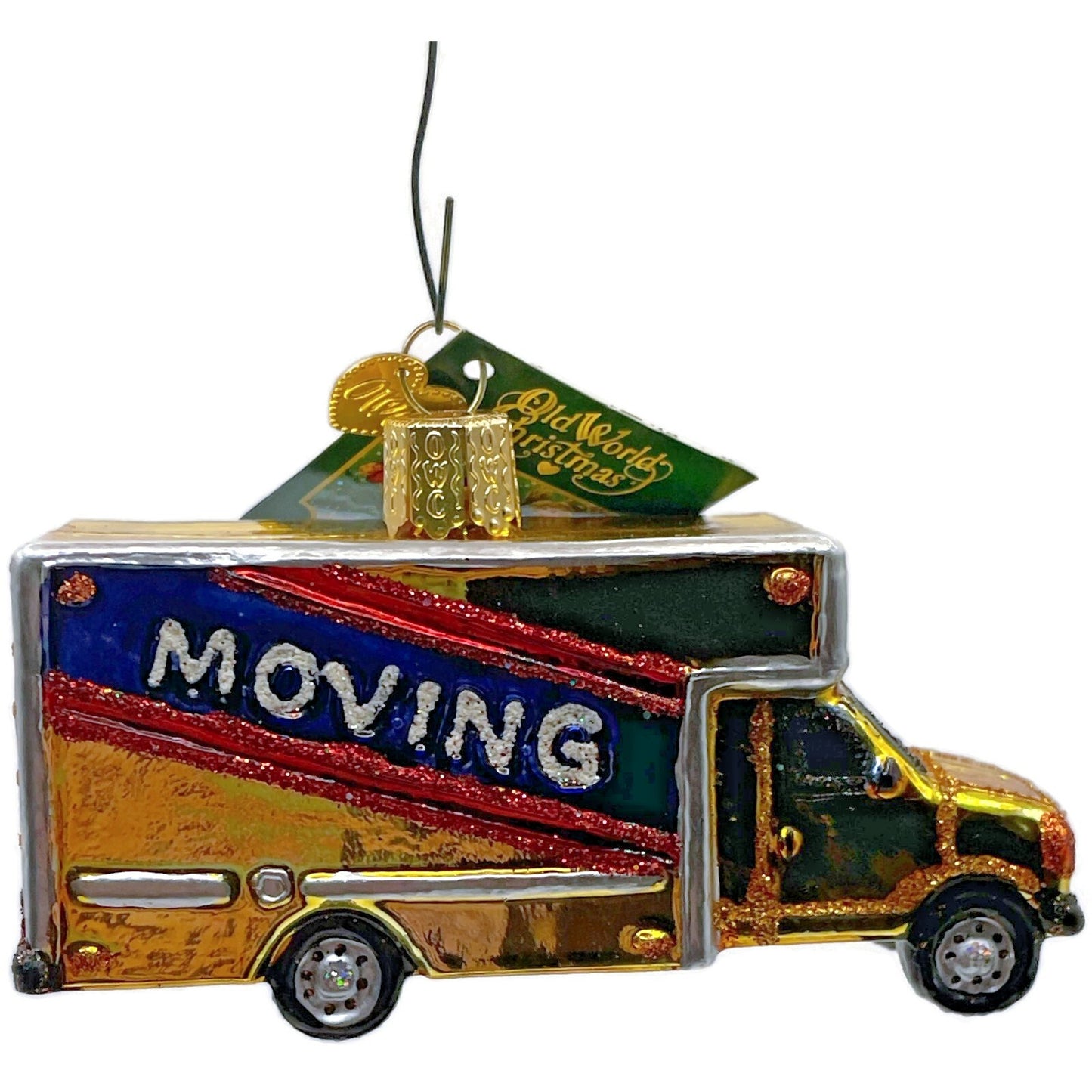 Moving Truck Ornament OWC Gold Vehicle Glittered Old World Christmas Tree Decor