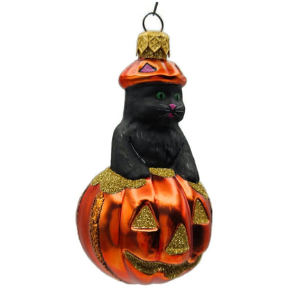 Patricia Breen Cat-O-Lantern Pumpkin Glass Christmas Halloween Ornament 9804