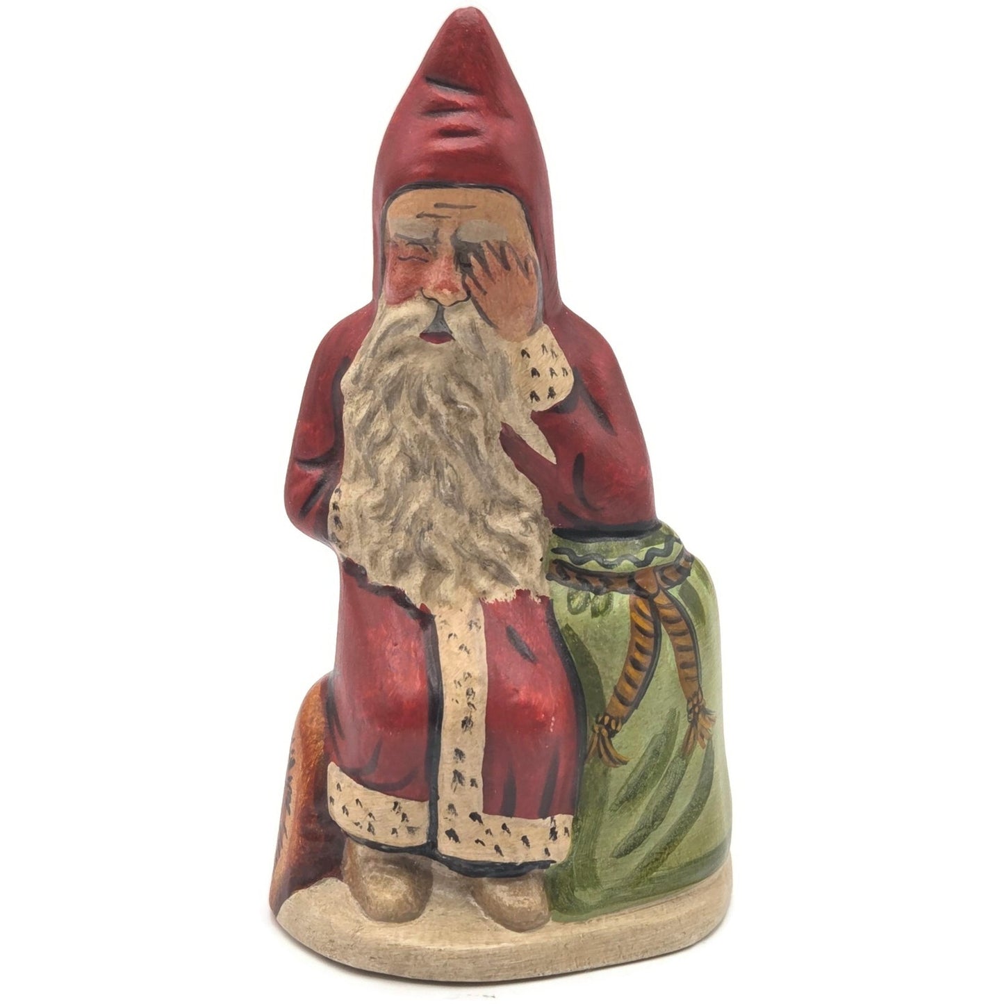 VaillancourtThe OY VEY Father Christmas on a Log Folk Art Christmas Figurine