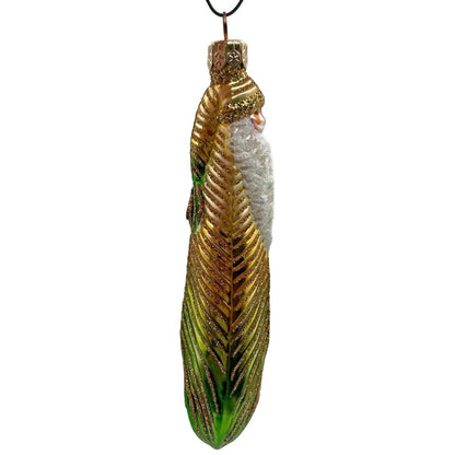 Patricia Breen Peacock Icicle Gold Green Santa Claus Christmas Tree Ornament