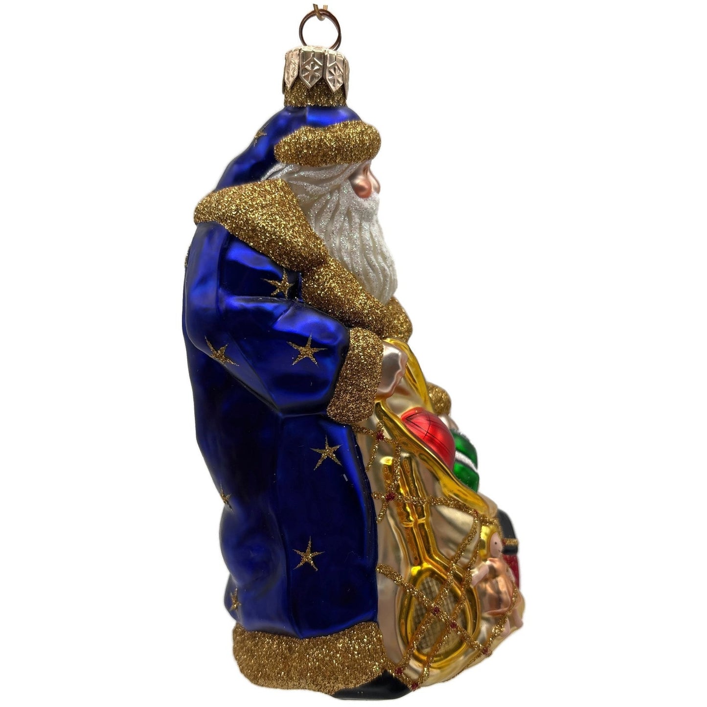 Patricia Breen Presents Blue Santa Claus Gifts Toys Stars Christmas Ornament