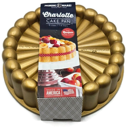 Nordic Ware Charlotte Premier Gold Cake Dessert Pan Heavy Cast Aluminum 6 Cups
