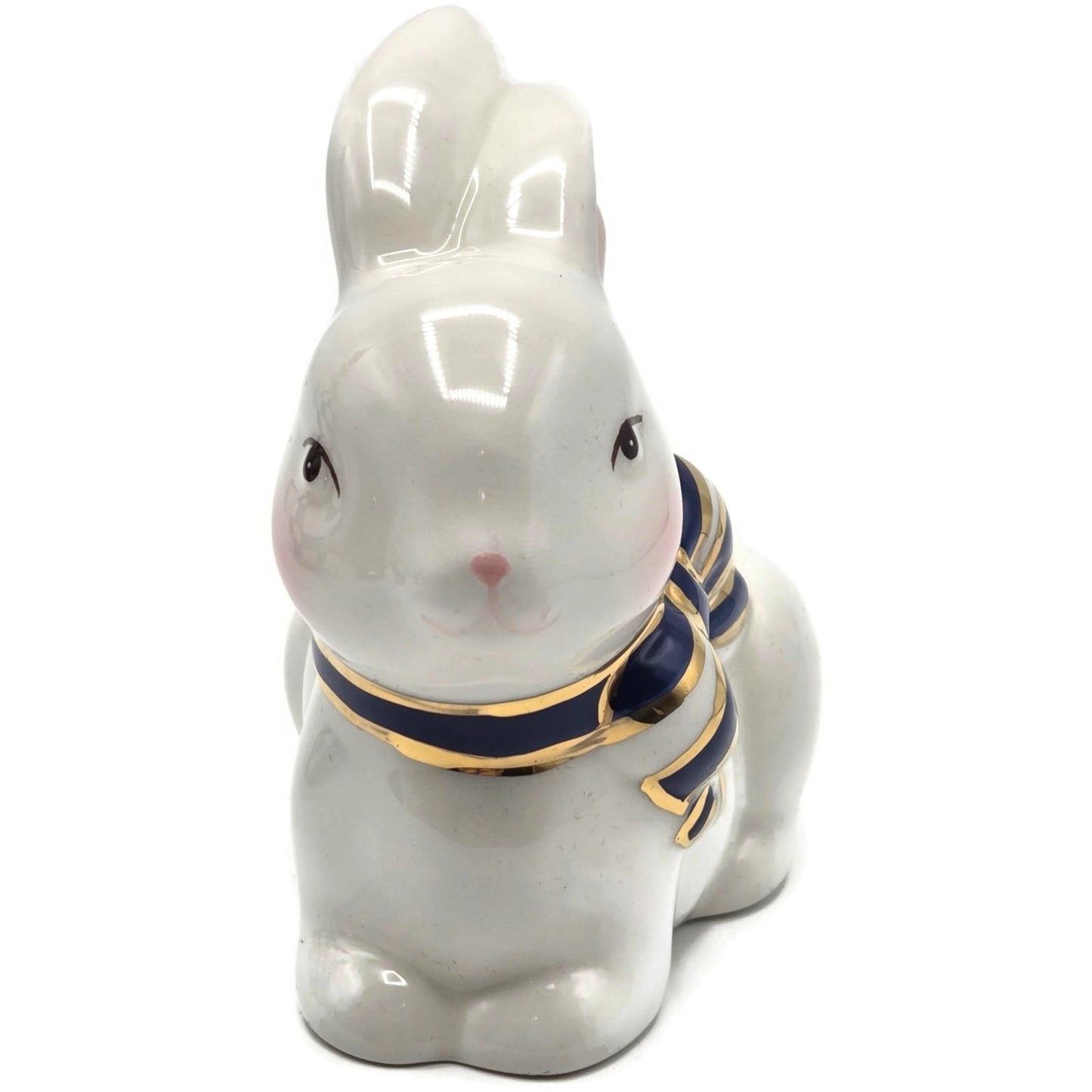 Mackenzie Childs Royal Check Blue Bunny Hostess Napkin Weight Egg Toothpick Set