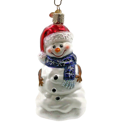 Happy Snowman Red Hat Blue Scarf Winter Old World Christmas Tree Ornament OWC