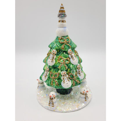 Patricia Breen Snowman Topiary Gold Silver Free Standing Christmas Tree Ornament