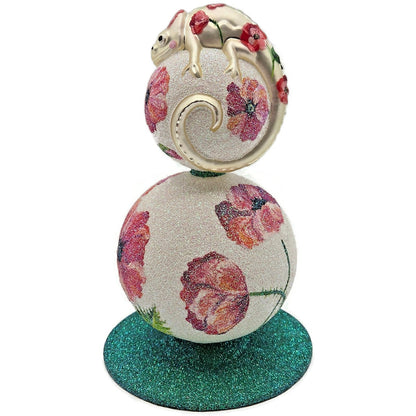 Patricia Breen Chameleon Cake Tree Topper Poppies Flowers Spring Glittered OOAK