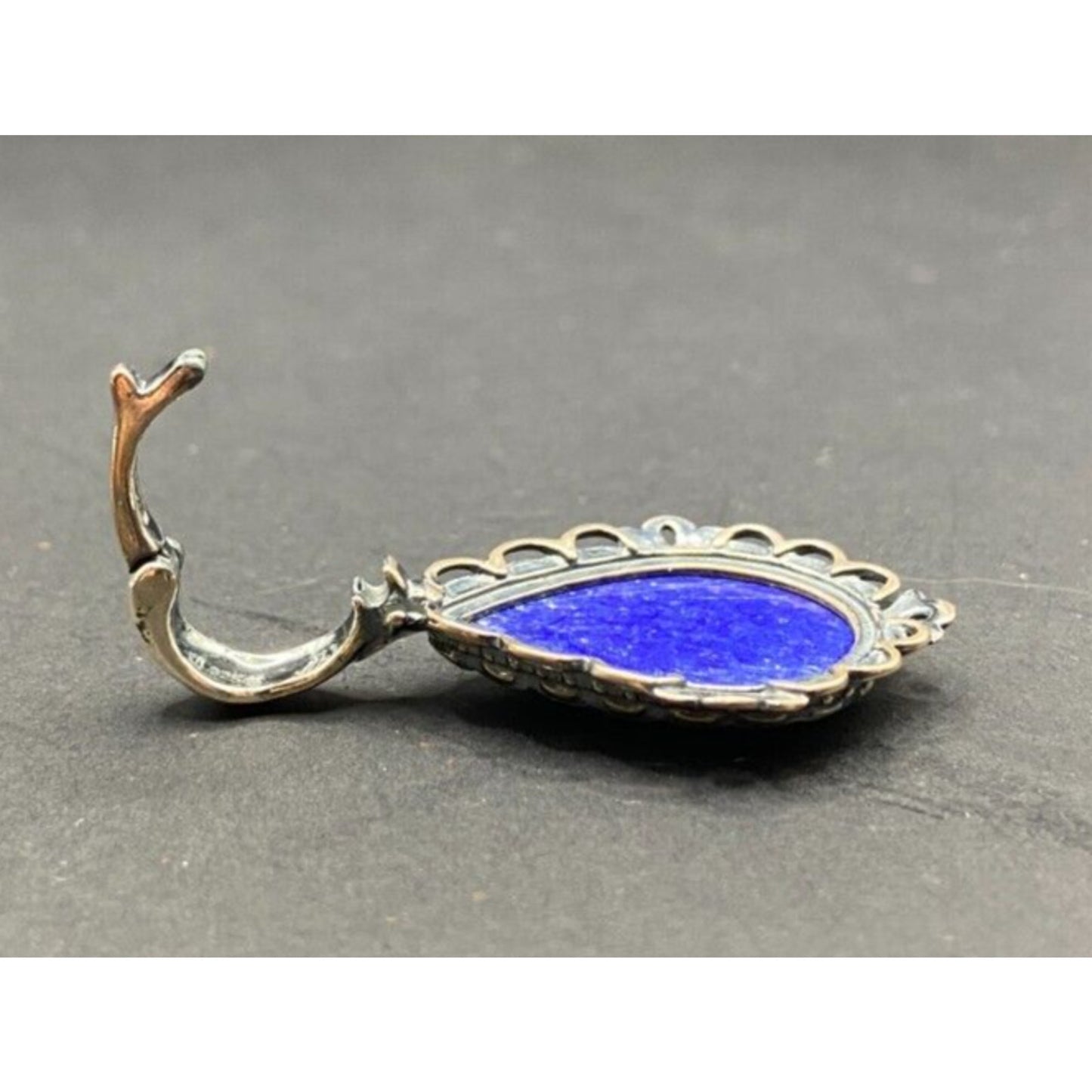 Carolyn Pollack Carved Lapis Lazuli Pear Shaped Pendant 925 Sterling Silver