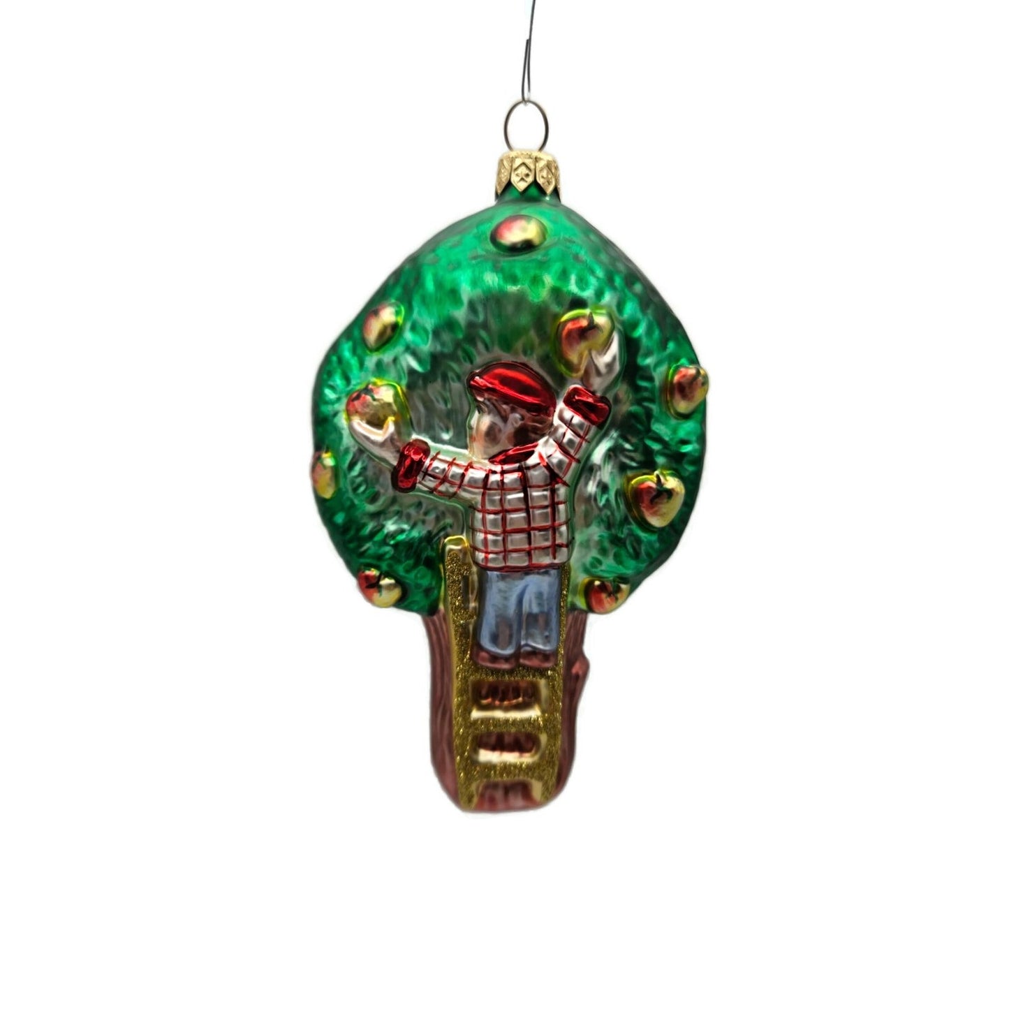 Patricia Breen Apple Tree Boy Matte Tree Glitter Ladder Summer Tree Ornament