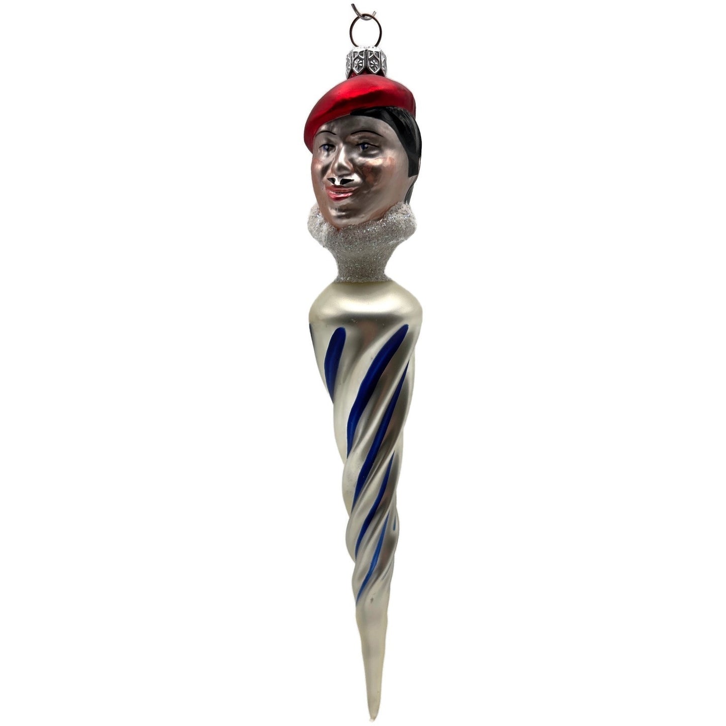 Patricia Breen French Twist Pearl Blue Stripes Red Christmas Tree Ornament 9552