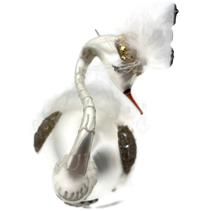 White Swan Glass Clip On Christmas Tree Ornament Timothy De Clue Exclusive