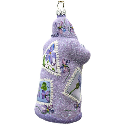 Patricia Breen Evans Santa Pansy Purple Jeweled Spring Christmas Ornament 2518