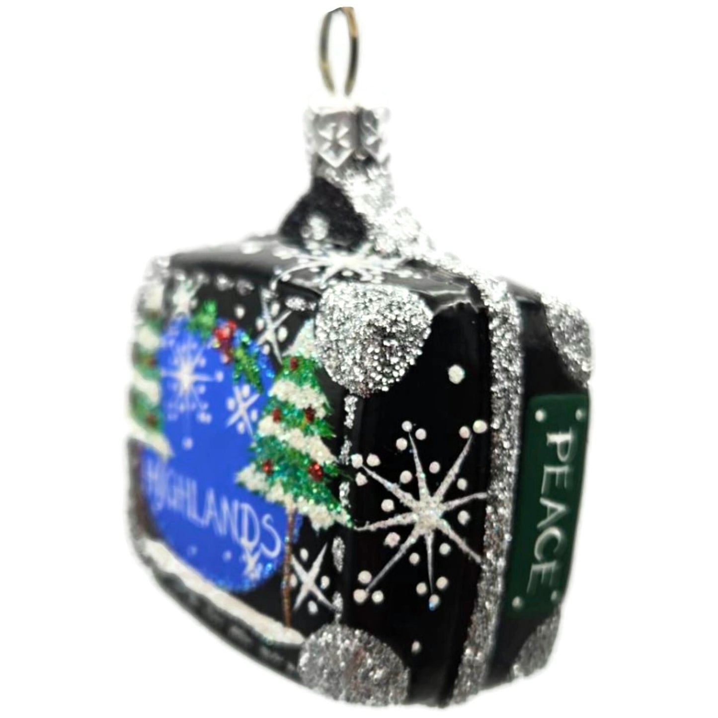 Patricia Breen Miniature Valise North Pole Black Snowman Christmas Tree Ornament
