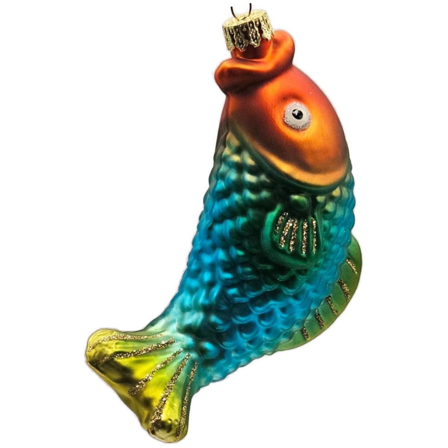 Jumping Fish Blue Glittered Glass Christmas Tree Ornament Designers Studios