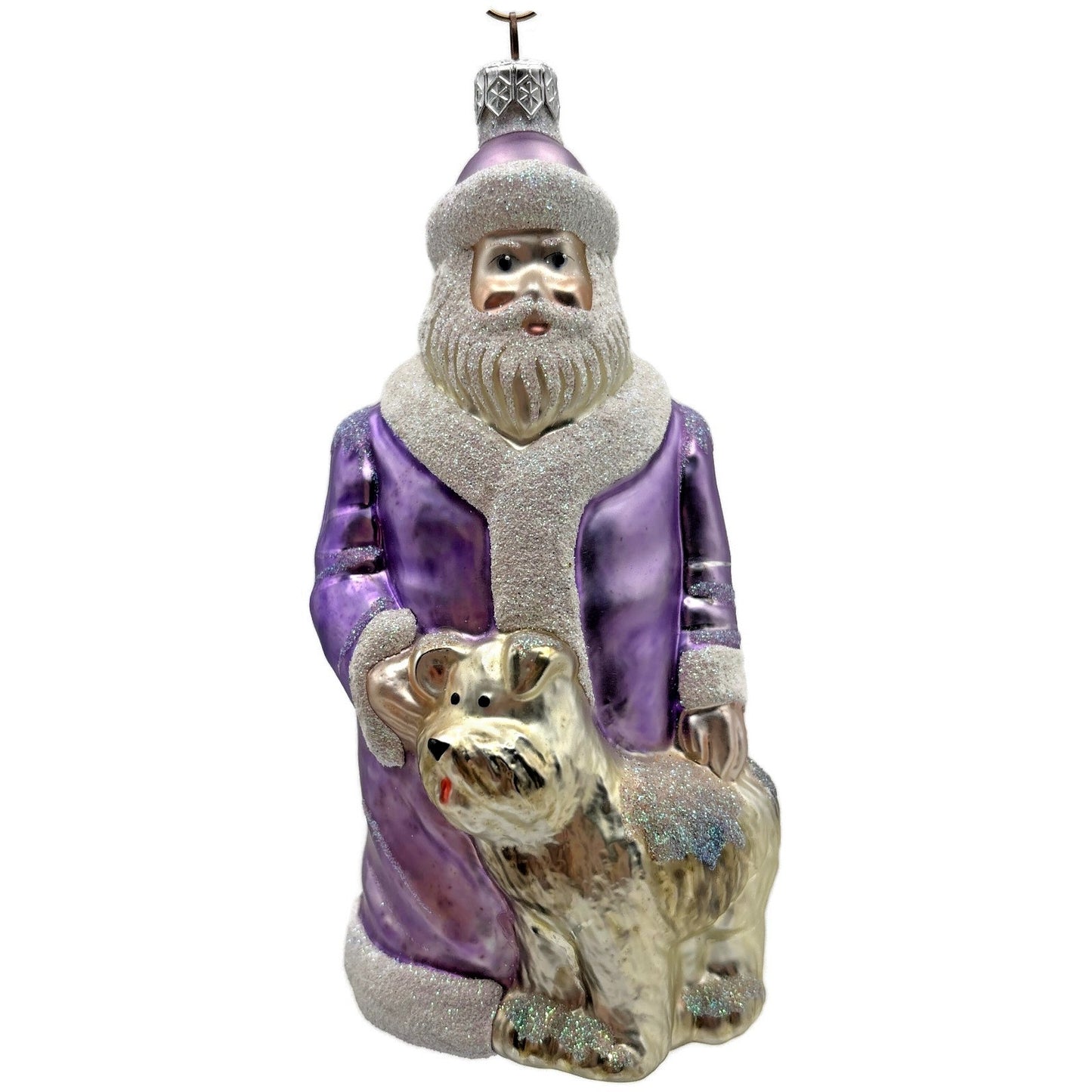 Patricia Breen Just What I Wanted Lavender Santa Dog Christmas Tree Ornament