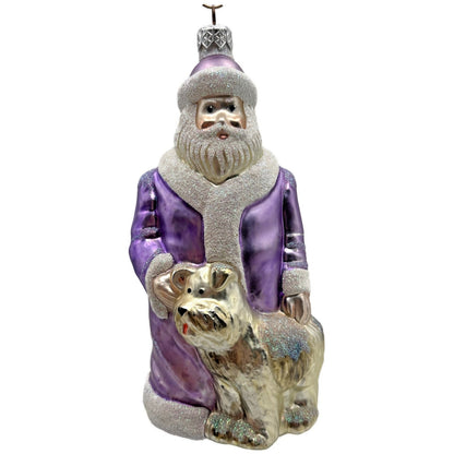Patricia Breen Just What I Wanted Lavender Santa Dog Christmas Tree Ornament