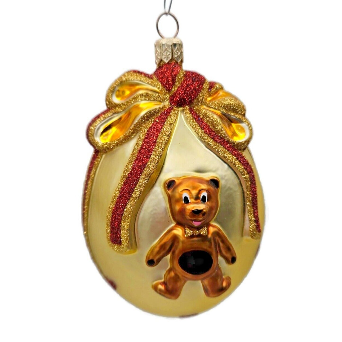 Patricia Breen Caseys Egg Hearts Teddy Bear Ribbon Gold Christmas Tree Ornament