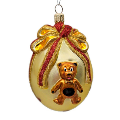 Patricia Breen Caseys Egg Hearts Teddy Bear Ribbon Gold Christmas Tree Ornament