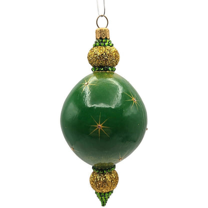 Patricia Breen Le Fleuron Pine Chameleon Green Gold Stars Christmas Ornament