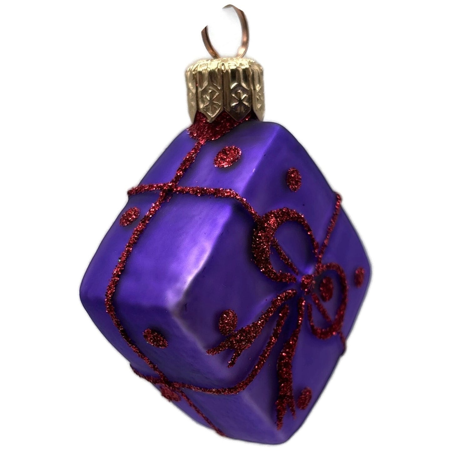 Patricia Breen Beribboned Present Purple Red Polka Dots Gift Christmas Ornament