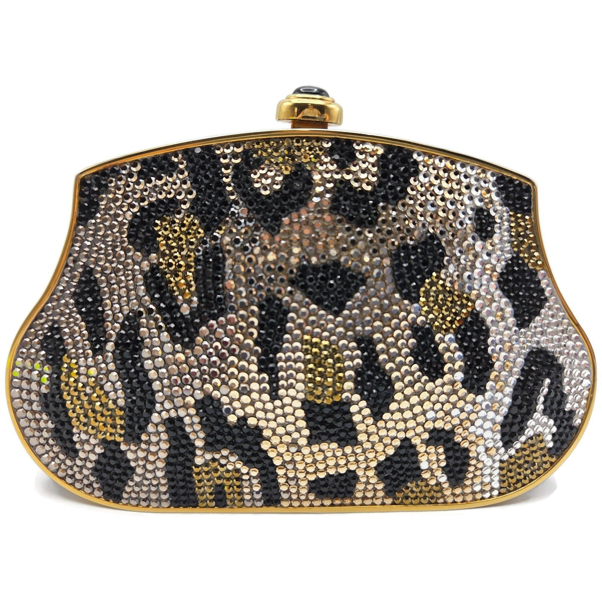 Judith Leiber Couture Leopard Crystal Minaudiere Shoulder Bag With Dust Bag
