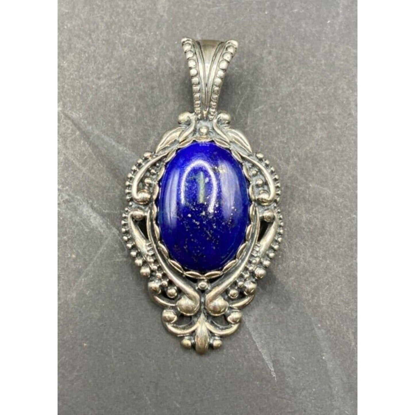Carolyn Pollack Lapis Lazuli Oval Gemstone Pendant 925 Sterling Silver Filigree
