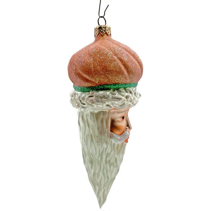 Patricia Breen Minsk Santa Claus Head Tangerine Glitter Christmas Tree Ornament