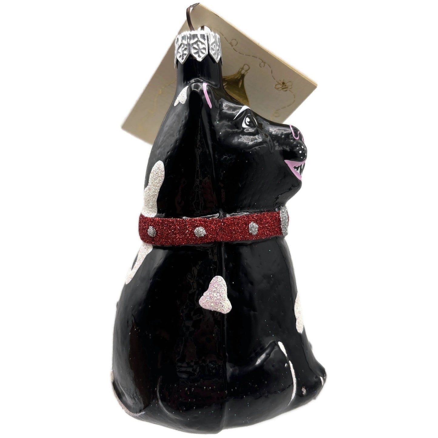 Patricia Breen Laughing Dog Black Fangs Sitting Pet Christmas Tree Ornament