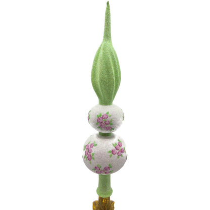 Patricia Breen Miniature Rose Finial Flowers White Green Pink Spring Tree Topper