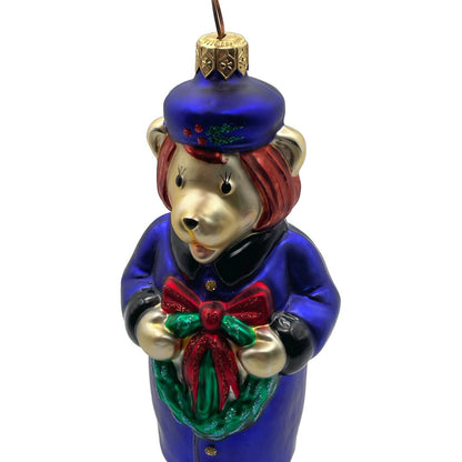 Patricia Breen Mama Bear Blue Hat Coat Holly Wreath Christmas Tree Ornament