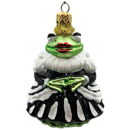 Patricia Breen Halloween Frog Queen Black White Glass Christmas Ornament 9715AUC