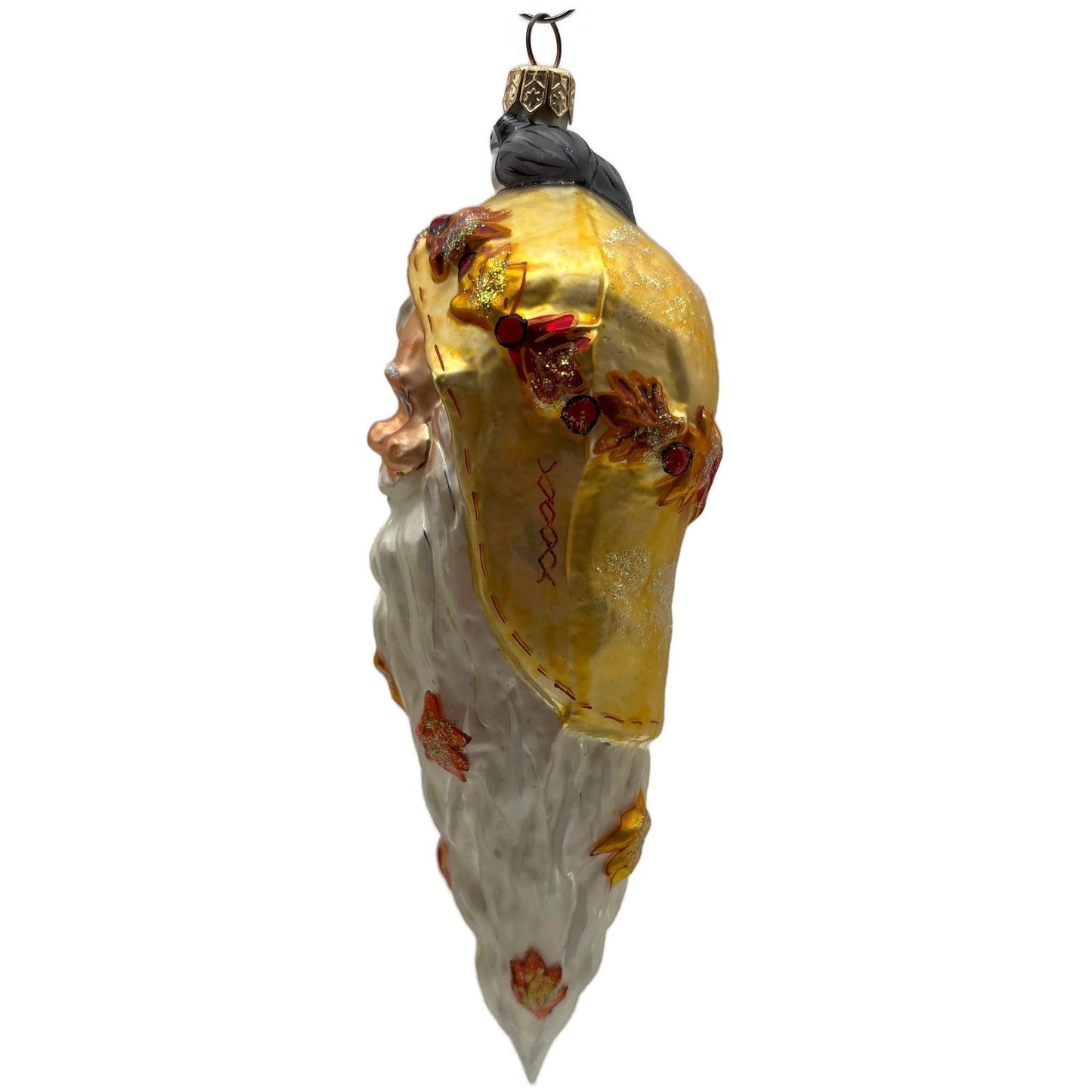 Christopher Radko Santa Cicle Glass Head Fall Leaves Christmas Ornament 997120